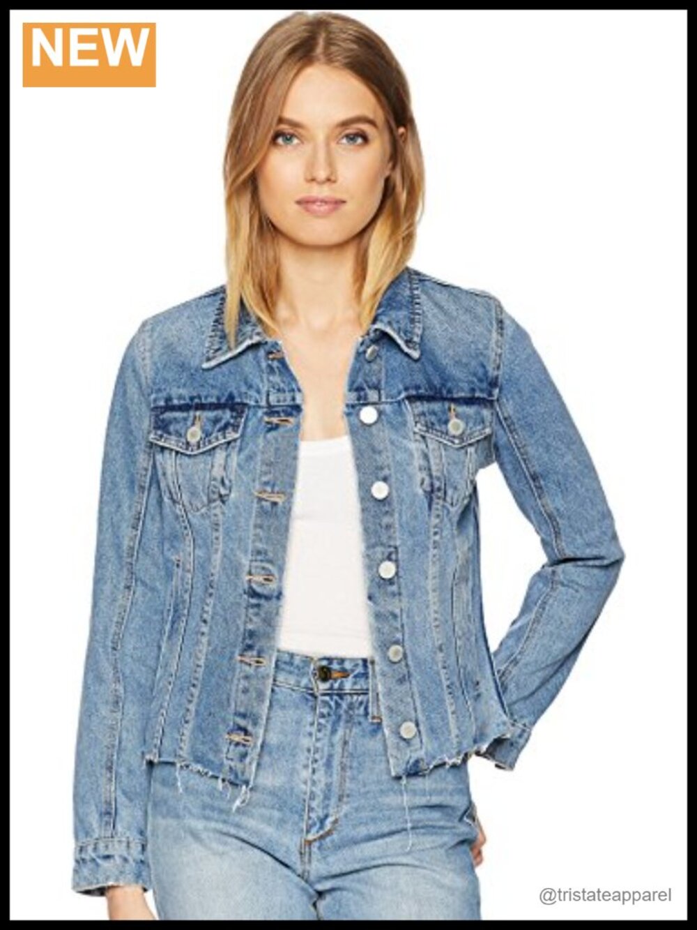 Denim Trucker Jacket - Women's Cotton Stretch Casual